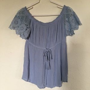 Blush women's light blue off shoulder top. Size M.